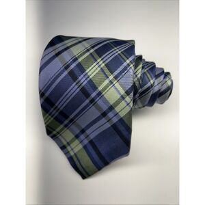 Chaps Ralph Lauren Men's Silk Necktie 3" x 58.5"‎ Blue, Green, White, Plaid